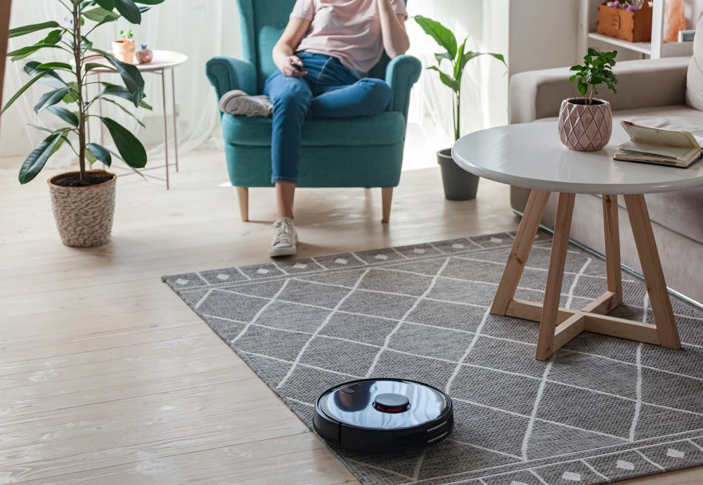 robot vacuum cleaner on carpet